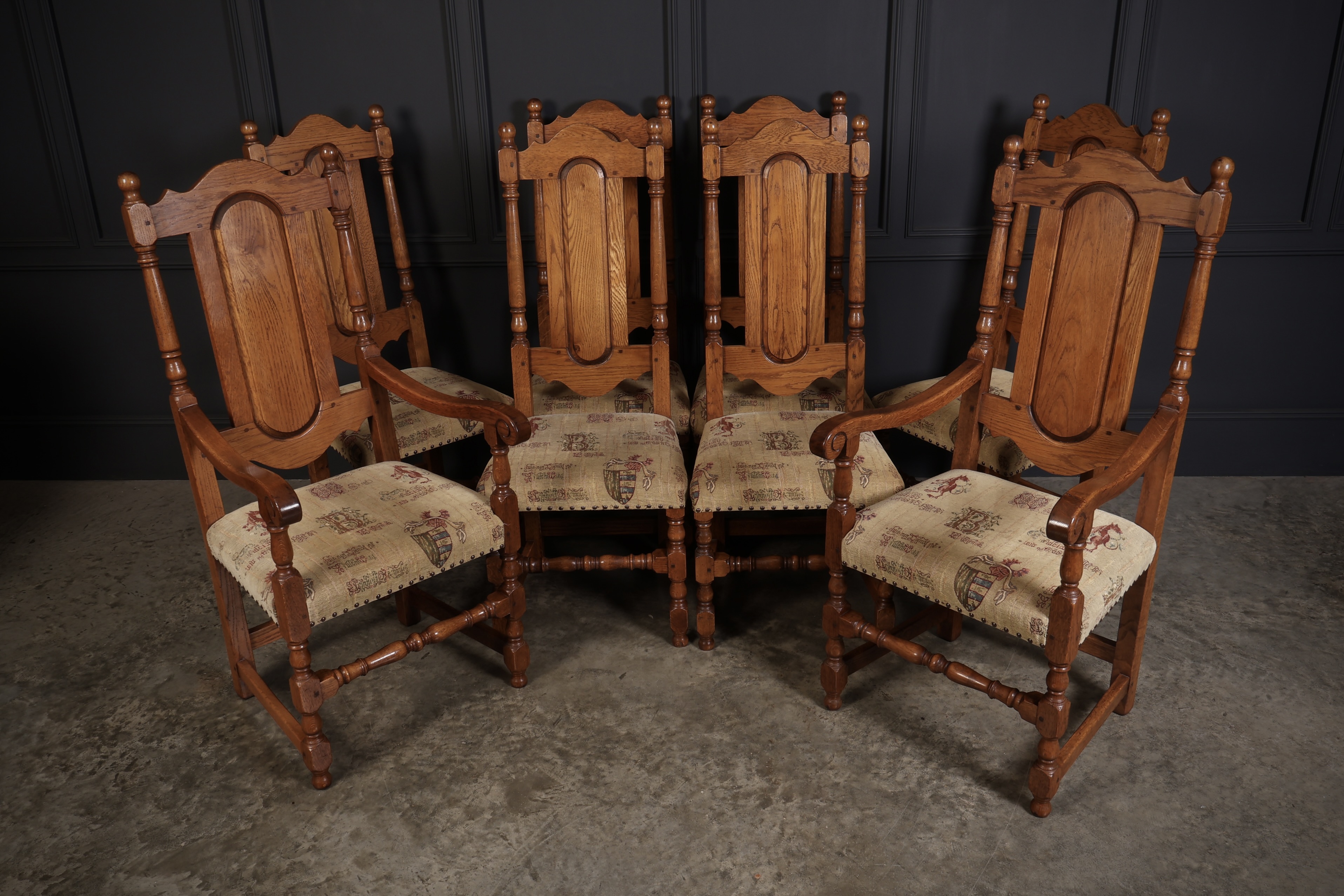 Set Of Eight High Back Solid Oak Dining Chairs Antique dining Antique Chairs 5